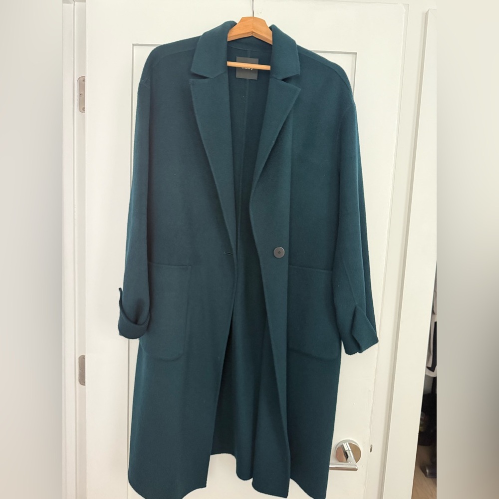 Theory Dark Teal Trench Coat - Wool/ Cashmere